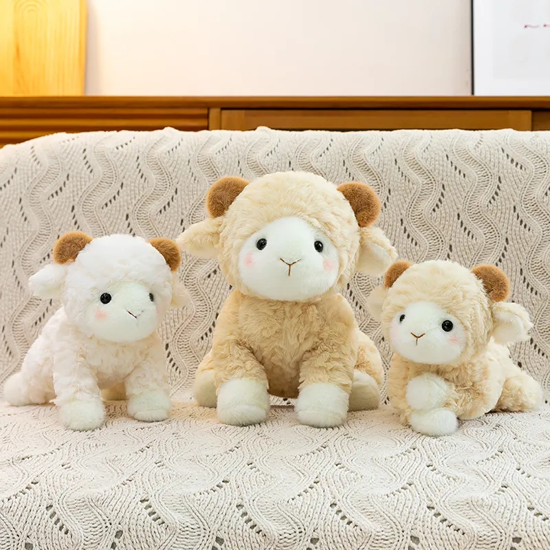 Cute Curly White Lamb Plush Toy – Soft Fluffy Sheep Stuffed Animal, Year of the Zodiac Birthday Gift & Huggable Pillow for Kids